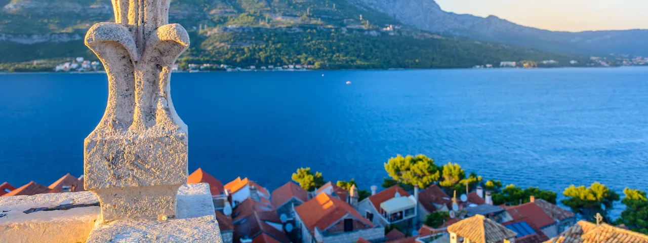 Amazing viewpoint at Korcula downtown and Peljeski Channel in Croatia.jpg