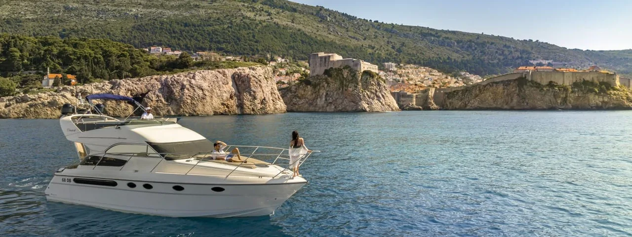 Dubrovnik city walls from the sea. Private yacht tours.