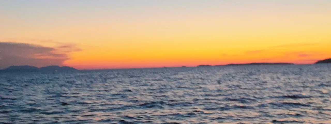 Golden sunset over the Adriatic. Departing from Dubrovnik or Hvar.