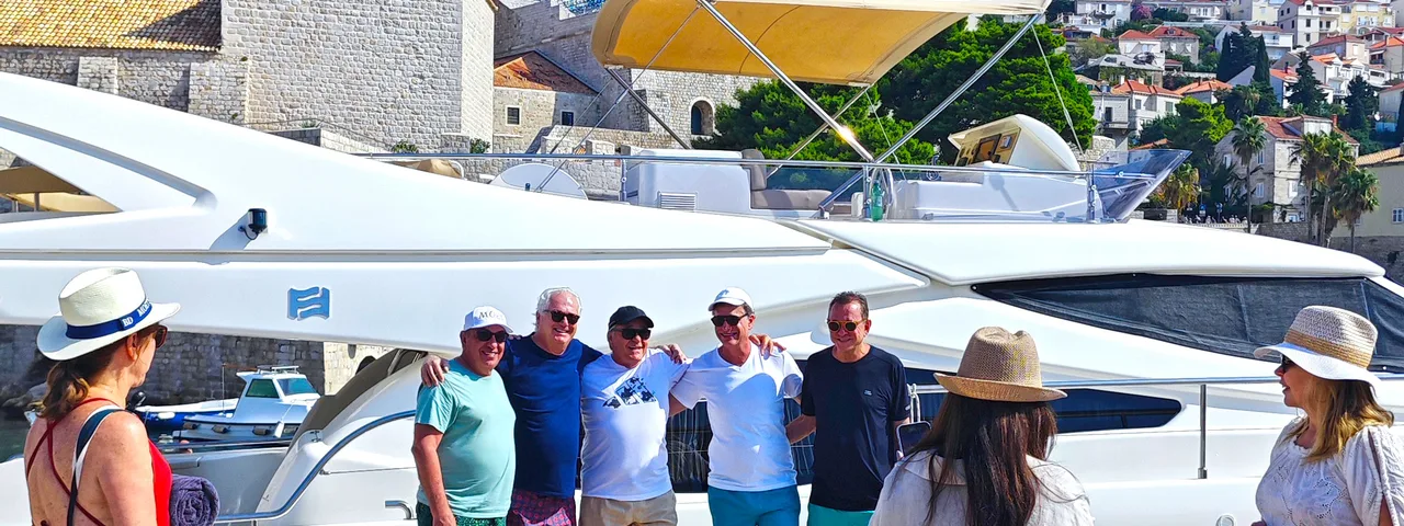 Vip group ready to get on luxury yacht dubrovnik old port to island hvar