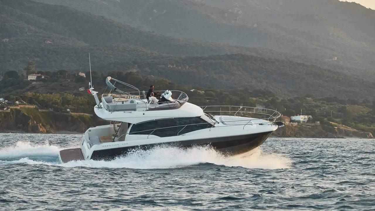 Prestige 460 Fly luxury yacht cruising off Dubrovnik on a tailor-made private boat tour.