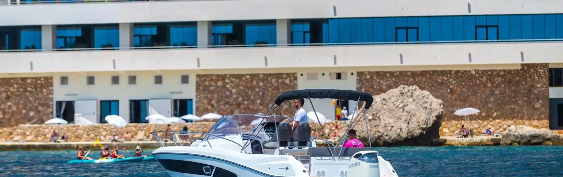 Jeanneau Cap Camarat 9 - Private boat tour. In front of Dubrovnik Excelsior Hotel