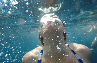 Snorkeling stop on Private Blue Cave Tour Dubrovnik in clear Adriatic cave waters