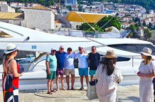 Vip group ready to get on luxury yacht dubrovnik old port to island hvar
