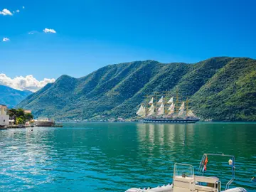 Harbour and boat at boka kotor bay boka kotorska montenegro