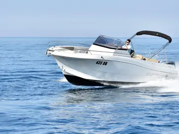 Luxury speedboat cruising on crystal-clear Adriatic waters near Dubrovnik, perfect for exploring Dubrovnik county coastline and Elaphiti islands