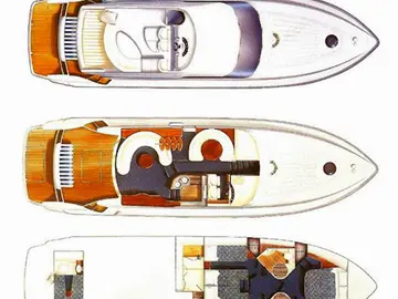Luxury yacht floor plan showcasing spacious deck, elegant interiors, and multiple levels for ultimate Dubrovnik sailing experience