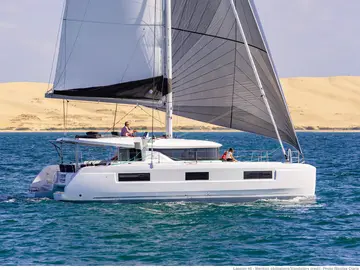 Lagoon 46 catamaran sailing the Adriatic near Split — bareboat charter Croatia