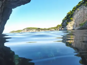 View from a sea cave Dubrovnik blue cave.