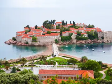 Sveti stefan island viewpoint panorama adriatic montenegro ftsrjw