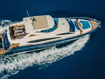 The Best Way aerial view — 60m motor yacht cruising the Adriatic