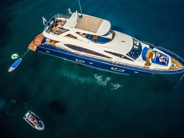 The Best Way aerial view — 60m motor yacht cruising the Adriatic