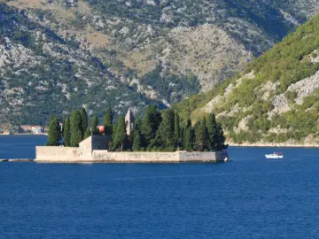 Inside Boka bay - Montenegro, near Kotor, human made isle of rocks...