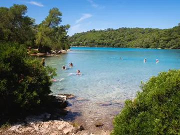 Swimming inside lakes mljet island
