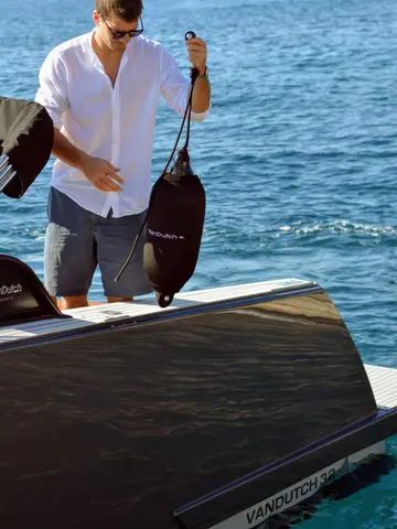 Dubrovnik boat tour departure. Luxury yacht fender detail. Tendo travel Croatia.