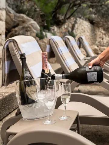 Dubrovnik luxury travel. Champagne on ice. Cheers to Croatian adventures.