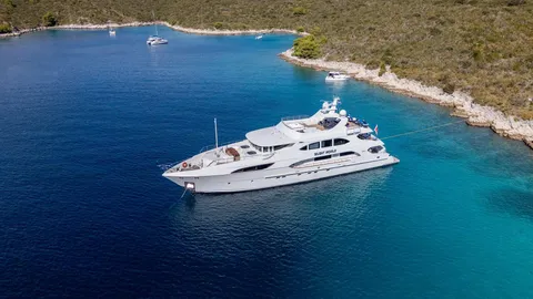 Silent World luxury crewed yacht — exterior view, Adriatic Sea Croatia