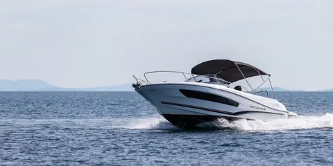 Jeanneau Cap Camarat 755 Series II speedboat on calm Adriatic waters near Dubrovnik