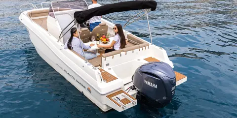 Women relaxing on a luxury day boat in the beautiful Adriatic Sea, enjoying a leisure trip in Croatia.
