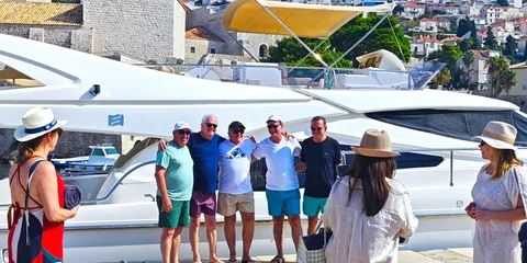 Vip group ready to get on luxury yacht dubrovnik old port to island hvar