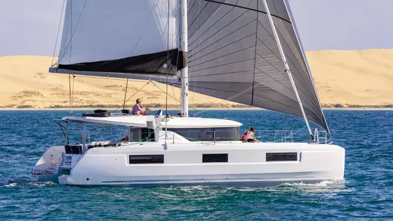 Lagoon 46 catamaran sailing the Adriatic near Split — bareboat charter Croatia