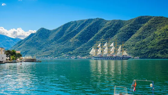 Harbour and boat at boka kotor bay boka kotorska montenegro
