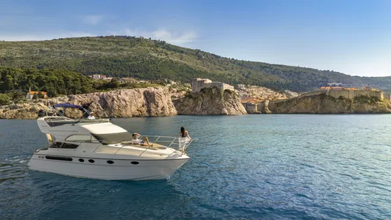 Dubrovnik city walls from the sea. Private yacht tours.