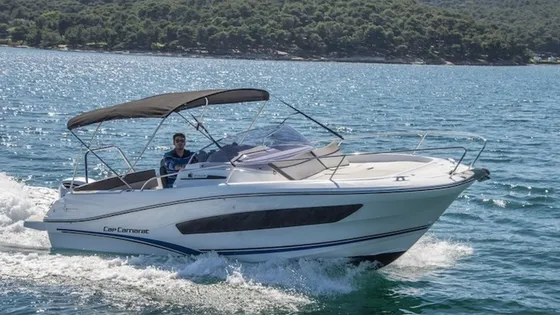Cap Camarat 7.5 WA Series 2, cuts through the clear blue Adriatic Sea near Dubrovnik, Croatia.