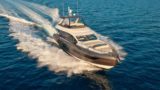Aglaya luxury yacht cruising in sunny Croatian waters, showcasing modern design and elegant wake.