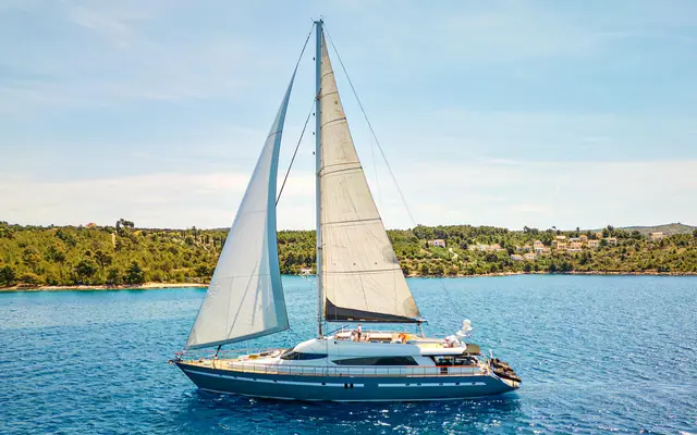 San Limi luxury crewed yacht — exterior view, Adriatic Sea Croatia