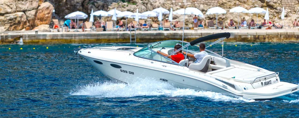 High-class Sea Ray 240 speedboat rental in Dubrovnik. Explore the Elaphiti Islands with Tendo Luxury Travel.