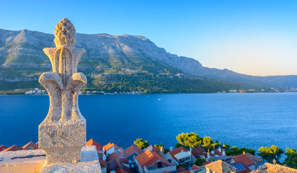 Amazing viewpoint at Korcula downtown and Peljeski Channel in Croatia.jpg