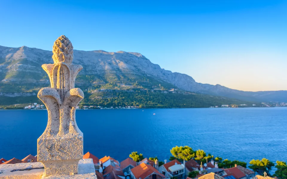 Amazing viewpoint at Korcula downtown and Peljeski Channel in Croatia.jpg