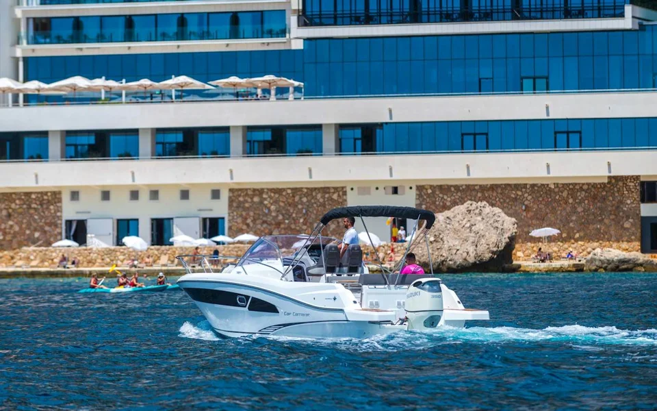 Jeanneau Cap Camarat 9 - Private boat tour. In front of Dubrovnik Excelsior Hotel