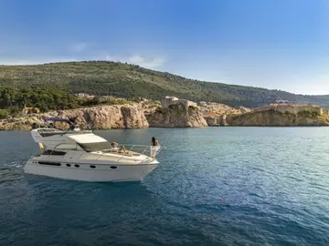 Dubrovnik city walls from the sea. Private yacht tours.