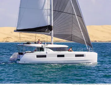 Lagoon 46 catamaran sailing the Adriatic near Split — bareboat charter Croatia