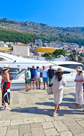 Vip group ready to get on luxury yacht dubrovnik old port to island hvar