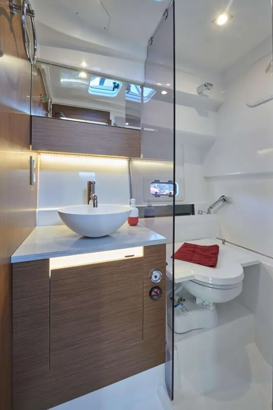 Boat toilet with modern amenities - Tendo Luxury Travel Dubrovnik offers premium charter experiences in Croatia