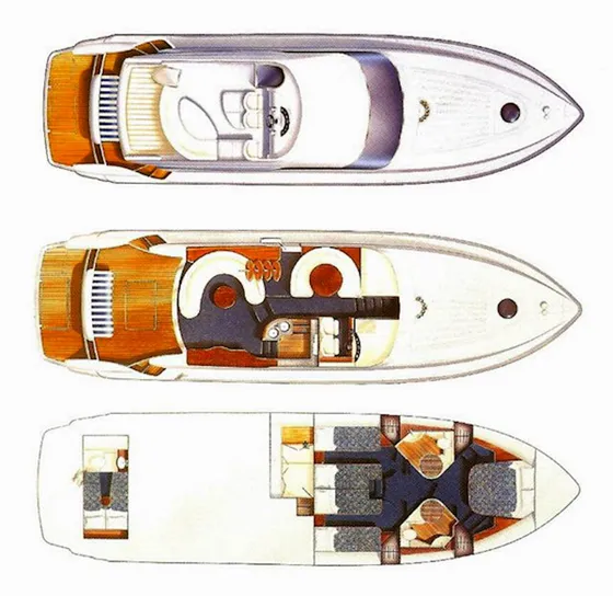 Luxury yacht floor plan showcasing spacious deck, elegant interiors, and multiple levels for ultimate Dubrovnik sailing experience