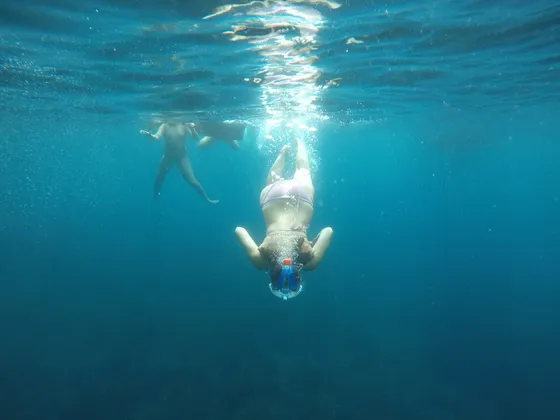 On private snorkeling tour take an underwater photos like this one.
