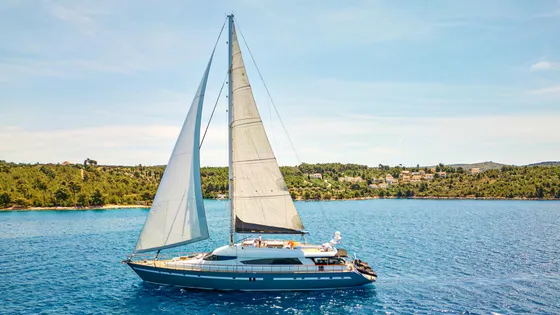 San Limi luxury crewed yacht — exterior view, Adriatic Sea Croatia