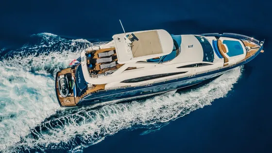 The Best Way aerial view — 60m motor yacht cruising the Adriatic