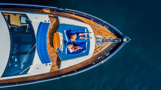 The Best Way aerial view — 60m motor yacht cruising the Adriatic