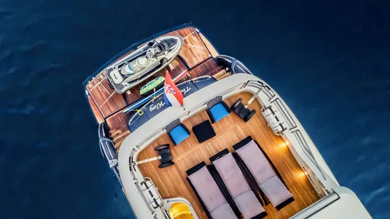 The Best Way aerial view — 60m motor yacht cruising the Adriatic