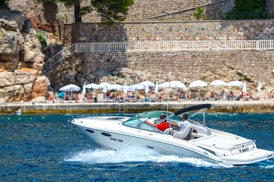 High-class Sea Ray 240 speedboat rental in Dubrovnik. Explore the Elaphiti Islands with Tendo Luxury Travel.