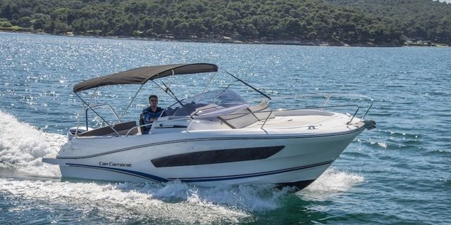 Cap Camarat 7.5 WA Series 2, cuts through the clear blue Adriatic Sea near Dubrovnik, Croatia.