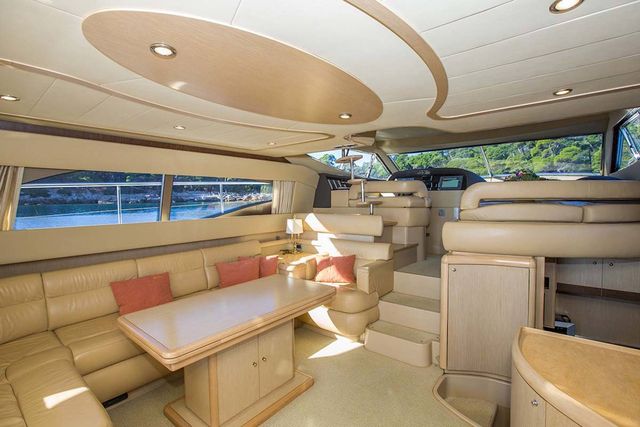 Luxurious yacht interior with panoramic windows, Dubrovnik.