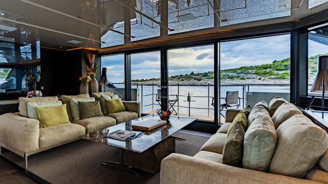 M/Y NOOR II accommodates 11 guests in 5 cabins with private bathrooms.